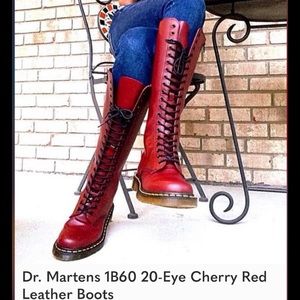 ISO Dr. Martens 1B60, 20-eye leather boots, cherry